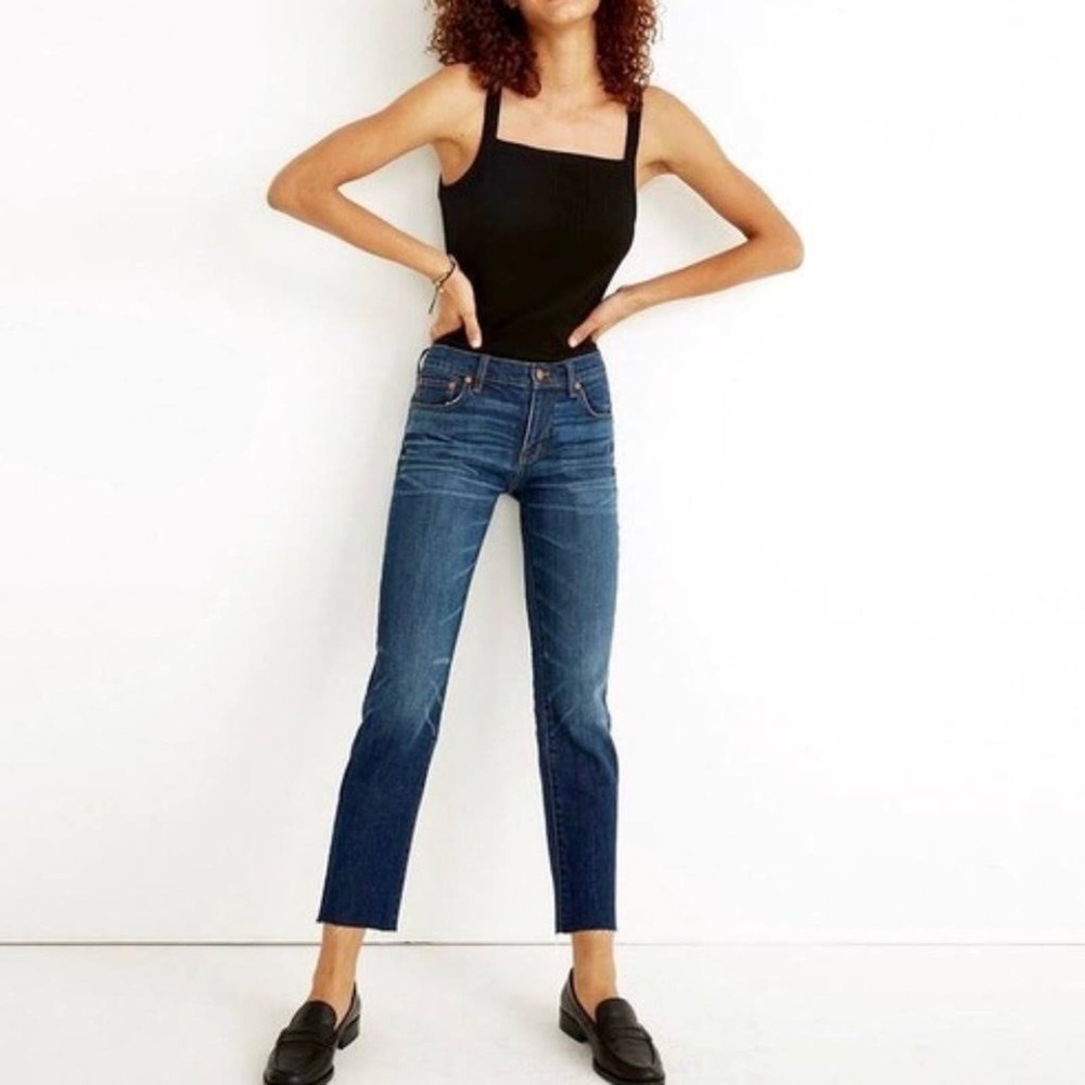 MADEWELL Slim Boyjean Raw Hem Boyfriend Skinny Relaxed Fit Dark Wash 26